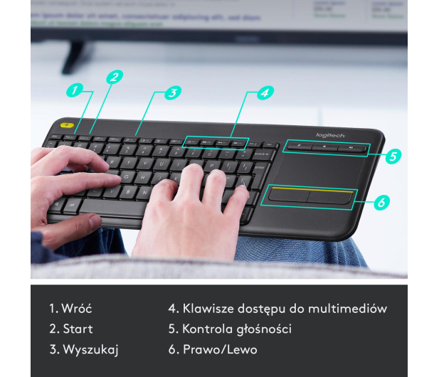 Klawiatura Logitech Media K400 plus black - 249334 - zdjęcie 8